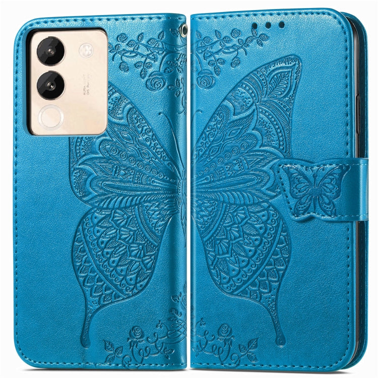 For vivo X100 Pro Butterfly Love Flower Embossed Leather Phone Case(Blue) - vivo Cases by imak | Online Shopping South Africa | PMC Jewellery | Buy Now Pay Later Mobicred