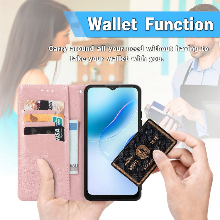 For Blackview A53 Mandala Flower Embossed Leather Phone Case(Rose Gold) - More Brand by PMC TechLife | Online Shopping South Africa | PMC TechLife
