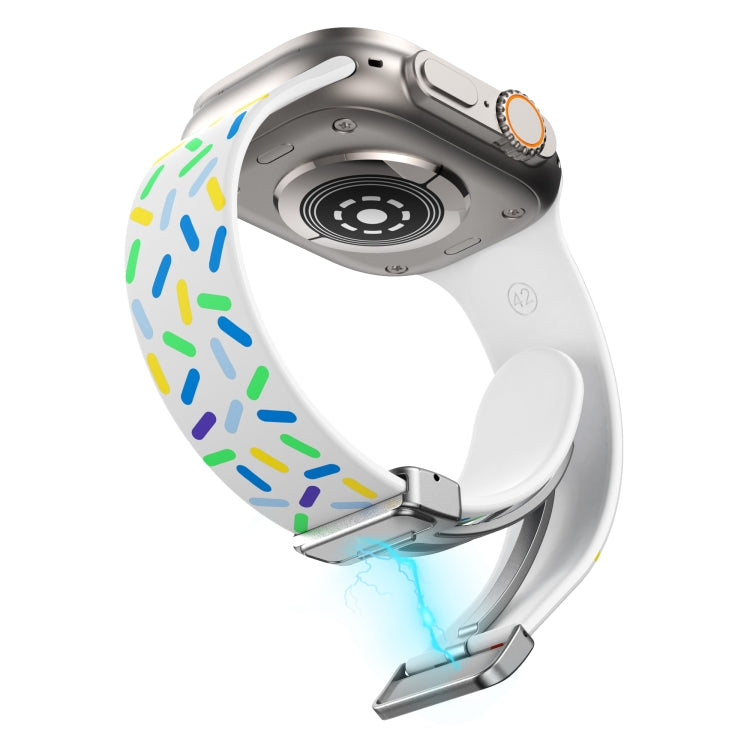 For Apple Watch 2 38mm Rainbow Dots Silicone Magnetic Buckle Watch Band(White) - Watch Bands by PMC TechLife | Online Shopping South Africa | PMC TechLife