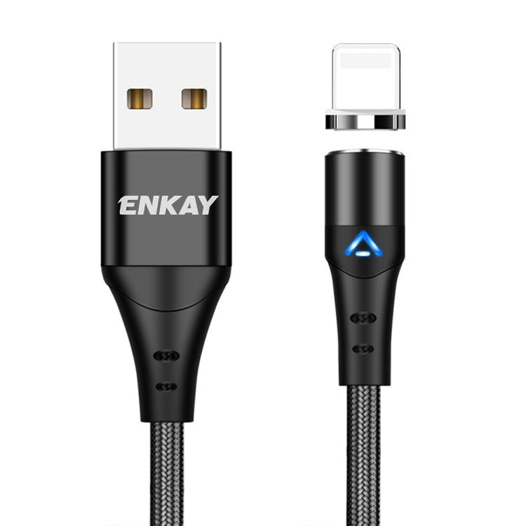 ENKAY 3A USB to 8 Pin Magnetic Fast Charging Data Cable with LED Light, Length:1m(Black) - Charging Cable & Head by ENKAY | Online Shopping South Africa | PMC Jewellery | Buy Now Pay Later Mobicred