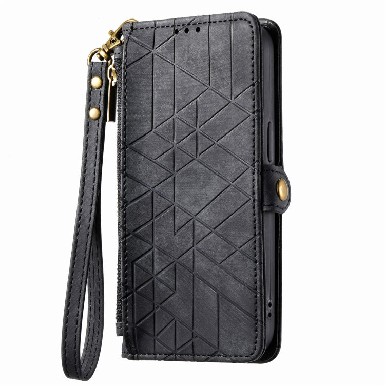 For iPhone 11 Geometric Zipper Wallet Side Buckle Leather Phone Case(Black) - free shipping - PMC TechLife - Order now!