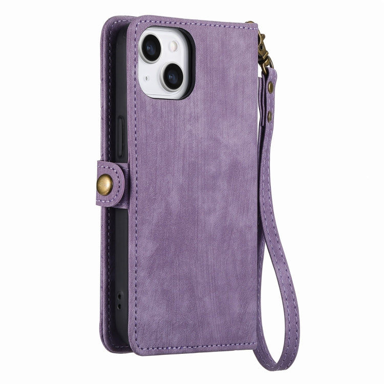 For iPhone 11 Pro Max Geometric Zipper Wallet Side Buckle Leather Phone Case(Purple) - free shipping - PMC TechLife - Order now!
