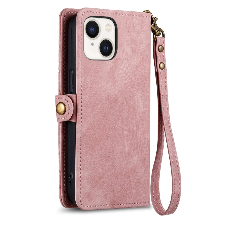 For iPhone 15 Pro Max Geometric Zipper Wallet Side Buckle Leather Phone Case(Pink) - free shipping - PMC TechLife - Order now!