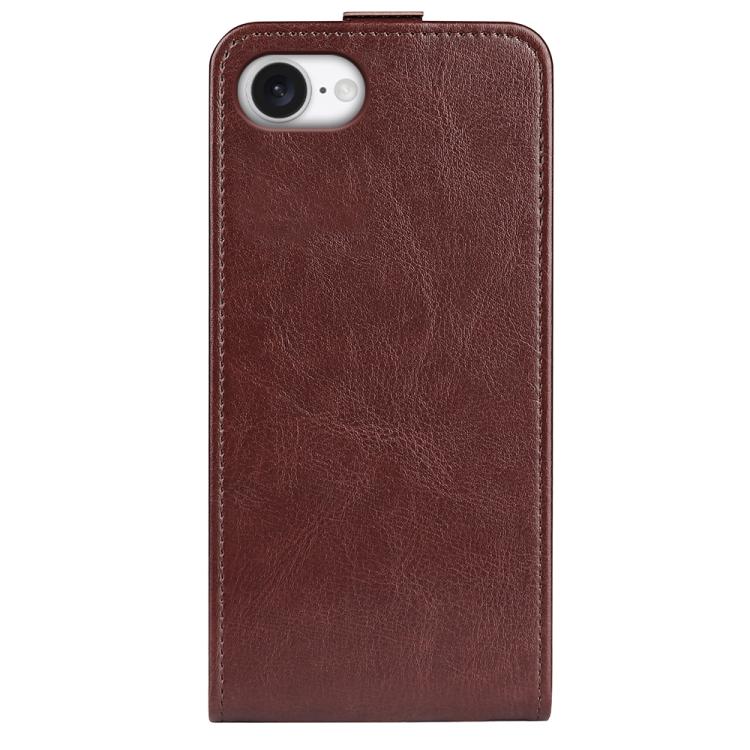 For iPhone 16e R64 Texture Single Vertical Flip Leather Phone Case(Brown) - iPhone 16e Cases by PMC TechLife | Online Shopping South Africa | PMC TechLife | Buy Now Pay Later Mobicred