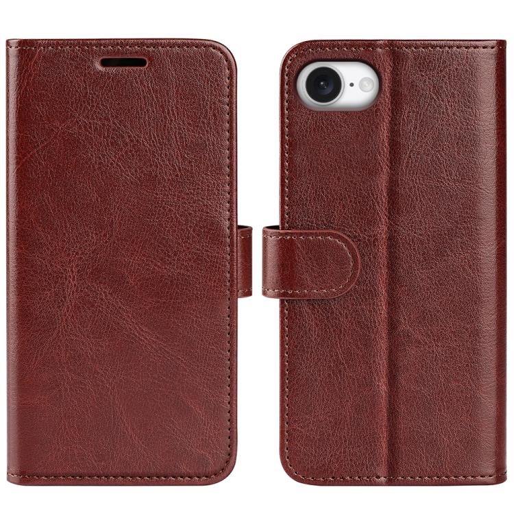 For iPhone 16e R64 Texture Horizontal Flip Leather Phone Case(Brown) - iPhone 16e Cases by PMC TechLife | Online Shopping South Africa | PMC TechLife | Buy Now Pay Later Mobicred