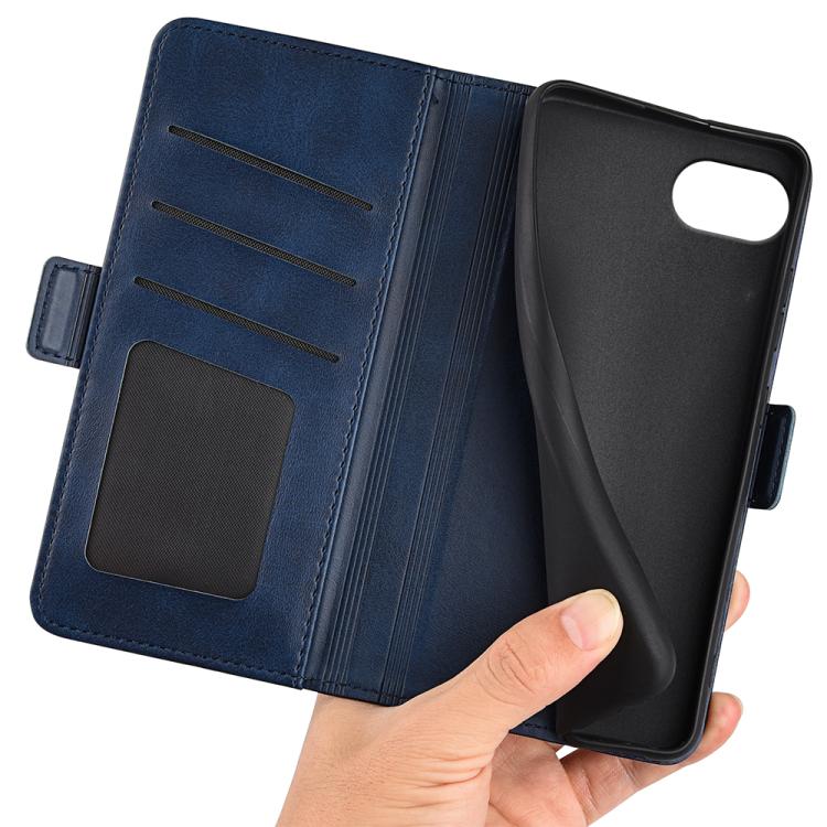 For iPhone 16e Dual-side Magnetic Buckle Horizontal Flip Leather Phone Case(Dark Blue) - iPhone 16e Cases by PMC TechLife | Online Shopping South Africa | PMC TechLife | Buy Now Pay Later Mobicred