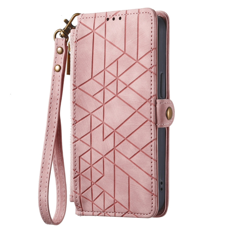 For Samsung Galaxy S20 Geometric Zipper Wallet Side Buckle Leather Phone Case(Pink) - free shipping - PMC TechLife - Order now!