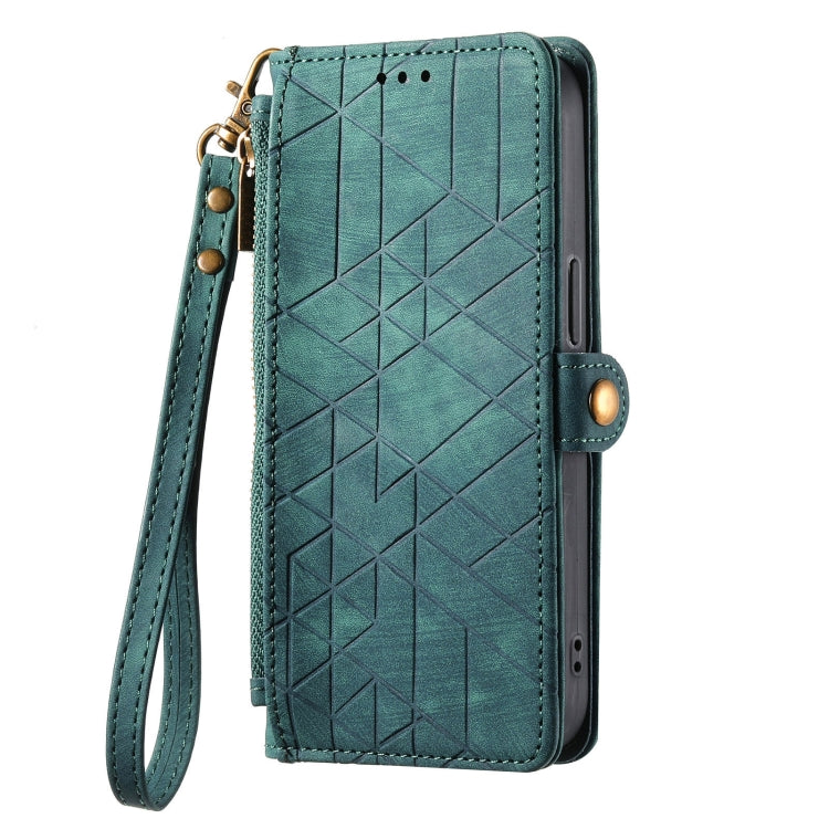 For Samsung Galaxy S20+ Geometric Zipper Wallet Side Buckle Leather Phone Case(Green) - free shipping - PMC TechLife - Order now!