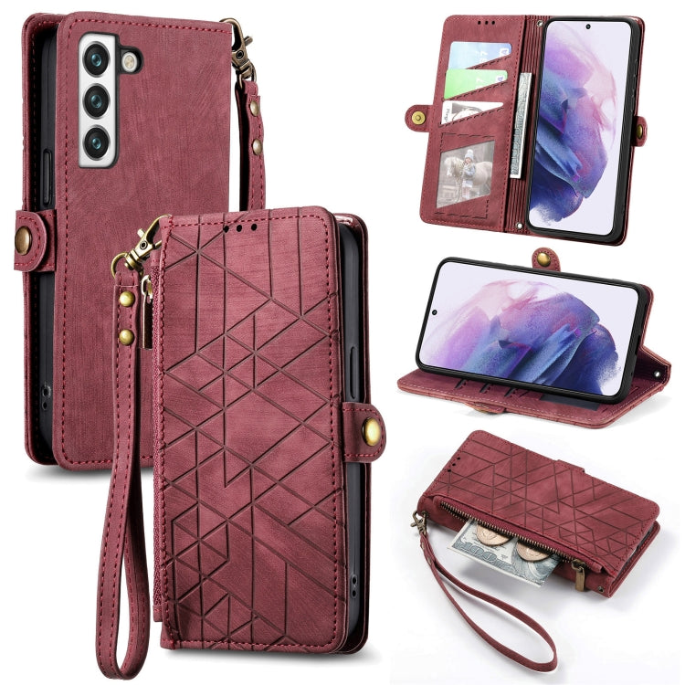 For Samsung Galaxy S20+ Geometric Zipper Wallet Side Buckle Leather Phone Case(Red) - free shipping - PMC TechLife - Order now!