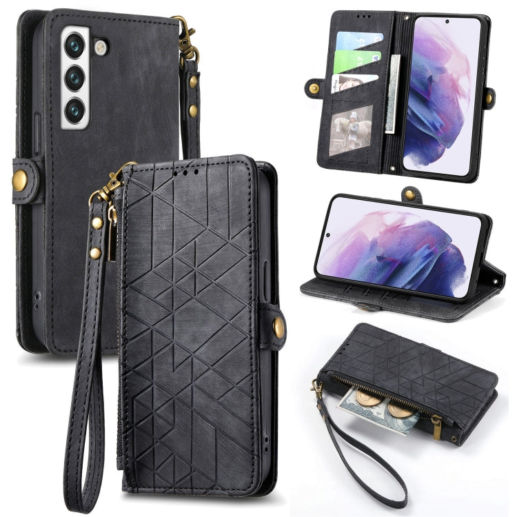For Samsung Galaxy S20+ Geometric Zipper Wallet Side Buckle Leather Phone Case(Black) - free shipping - PMC TechLife - Order now!