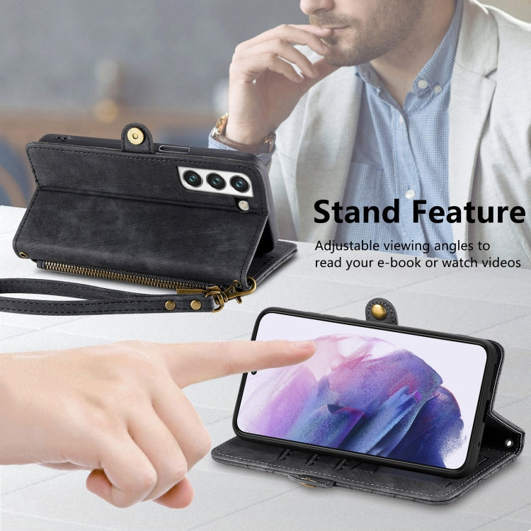 For Samsung Galaxy S20+ Geometric Zipper Wallet Side Buckle Leather Phone Case(Black) - free shipping - PMC TechLife - Order now!