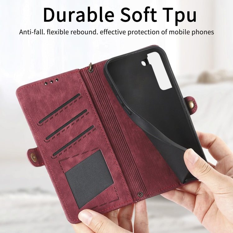 For Samsung Galaxy S20 FE Geometric Zipper Wallet Side Buckle Leather Phone Case(Red) - free shipping - PMC TechLife - Order now!