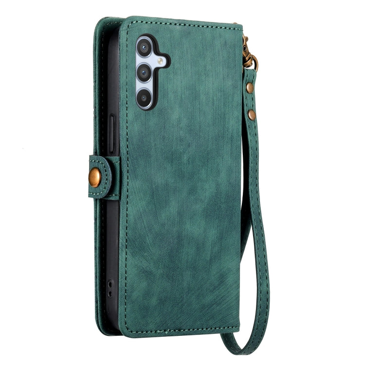 For Samsung Galaxy A11 Geometric Zipper Wallet Side Buckle Leather Phone Case(Green) - free shipping - PMC TechLife - Order now!