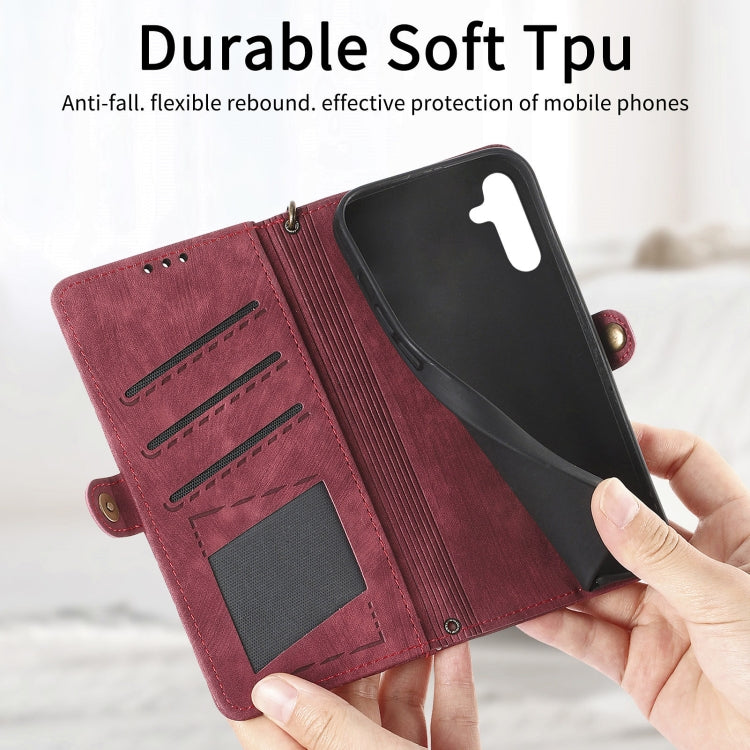 For Samsung Galaxy A11 Geometric Zipper Wallet Side Buckle Leather Phone Case(Red) - free shipping - PMC TechLife - Order now!
