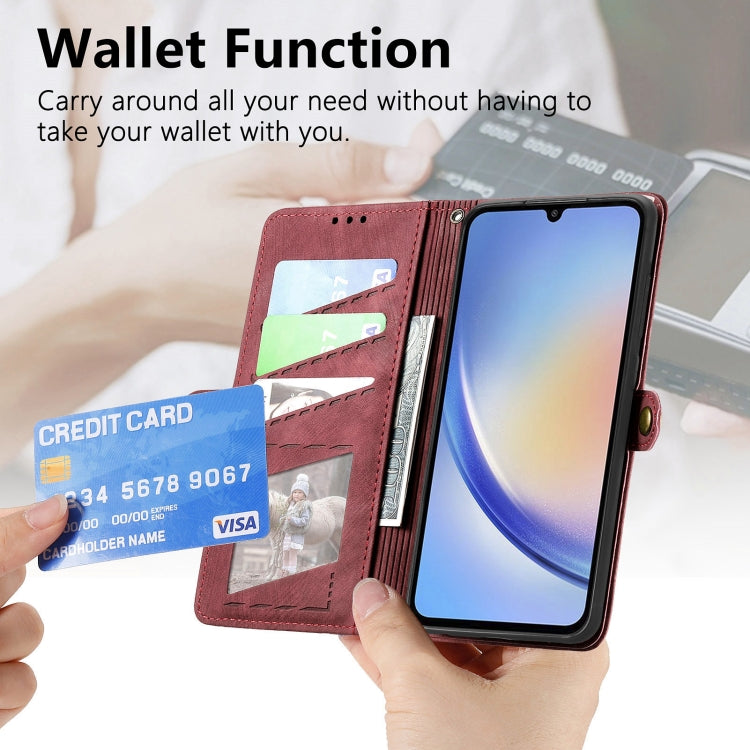 For Samsung Galaxy A31 Geometric Zipper Wallet Side Buckle Leather Phone Case(Red) - free shipping - PMC TechLife - Order now!