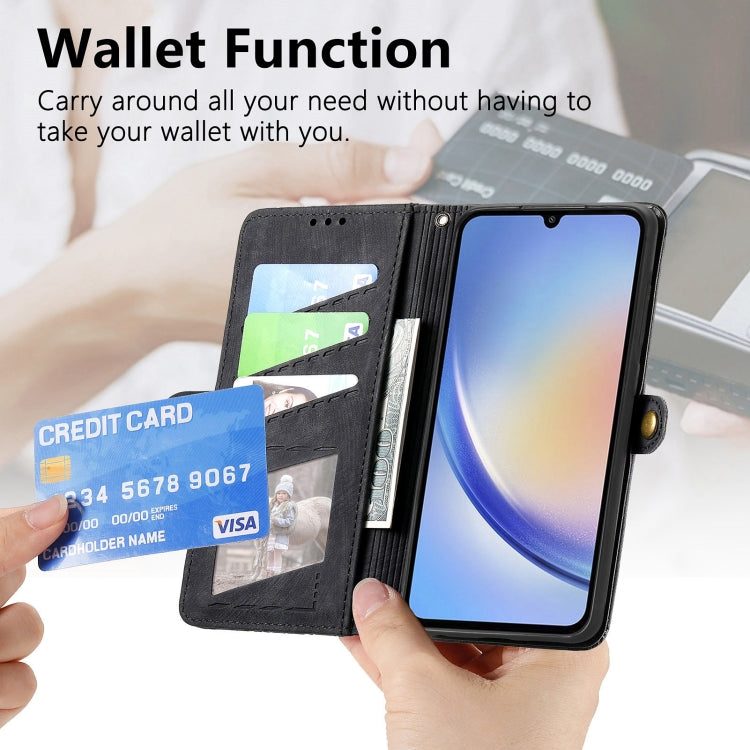 For Samsung Galaxy A31 Geometric Zipper Wallet Side Buckle Leather Phone Case(Black) - free shipping - PMC TechLife - Order now!
