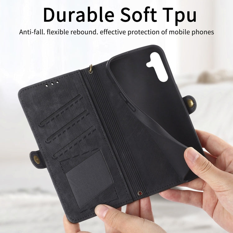 For Samsung Galaxy A41 Geometric Zipper Wallet Side Buckle Leather Phone Case(Black) - free shipping - PMC TechLife - Order now!