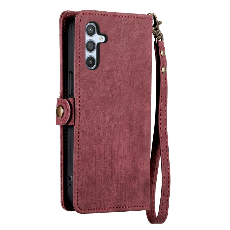For Samsung Galaxy A51 Geometric Zipper Wallet Side Buckle Leather Phone Case(Red) - free shipping - PMC TechLife - Order now!