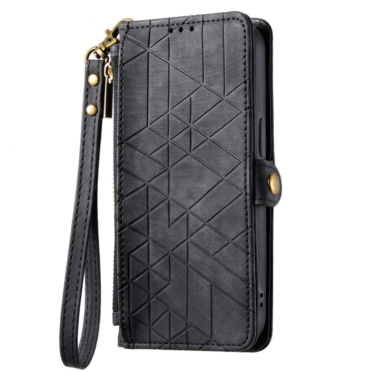 For Samsung Galaxy A71 Geometric Zipper Wallet Side Buckle Leather Phone Case(Black) - free shipping - PMC TechLife - Order now!