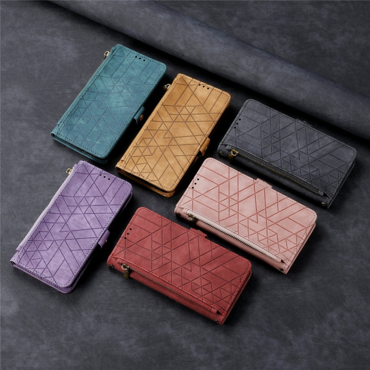 For Samsung Galaxy S20 FE Geometric Zipper Wallet Side Buckle Leather Phone Case(Brown) - free shipping - PMC TechLife - Order now!