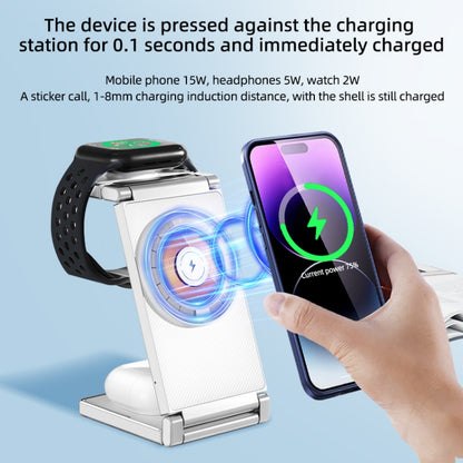 T30 Folding Wireless Charging Stand for Cell Phone Watch Headset 4 in 1 Charger - Wireless Charger by PMC Jewellery | Online Shopping South Africa | PMC Jewellery | Buy Now Pay Later Mobicred