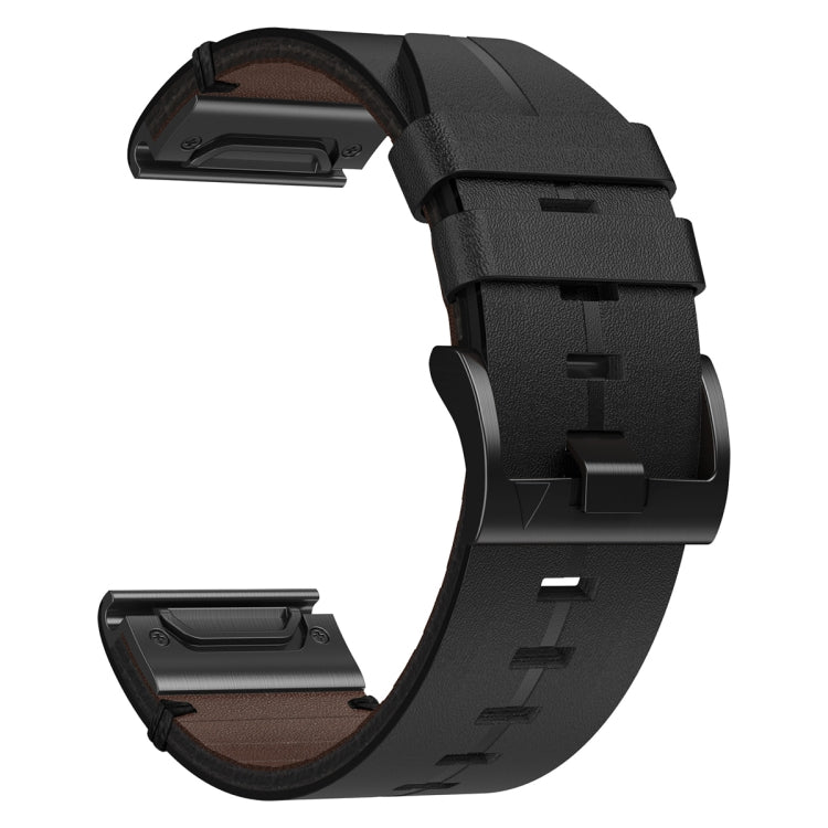 For Garmin Fenix 5 Plus 22mm Leather Textured Watch Band(Black) - Watch Bands by PMC Jewellery | Online Shopping South Africa | PMC Jewellery