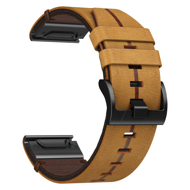 Compatible with Garmin Tactix 7 AMOLED 26mm Leather Textured Watch Band(Brown) - Watch Bands by PMC TechLife | Online Shopping South Africa | PMC TechLife | Buy Now Pay Later Mobicred