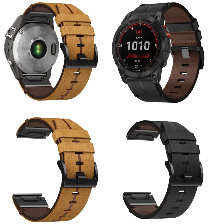 Compatible with Garmin Tactix 7 AMOLED 26mm Leather Textured Watch Band(Brown) - Watch Bands by PMC TechLife | Online Shopping South Africa | PMC TechLife | Buy Now Pay Later Mobicred