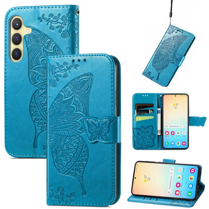 For Samsung Galaxy S24 5G Butterfly Love Flower Embossed Leather Phone Case(Blue) - Galaxy S24 5G Cases by PMC Jewellery | Online Shopping South Africa | PMC Jewellery