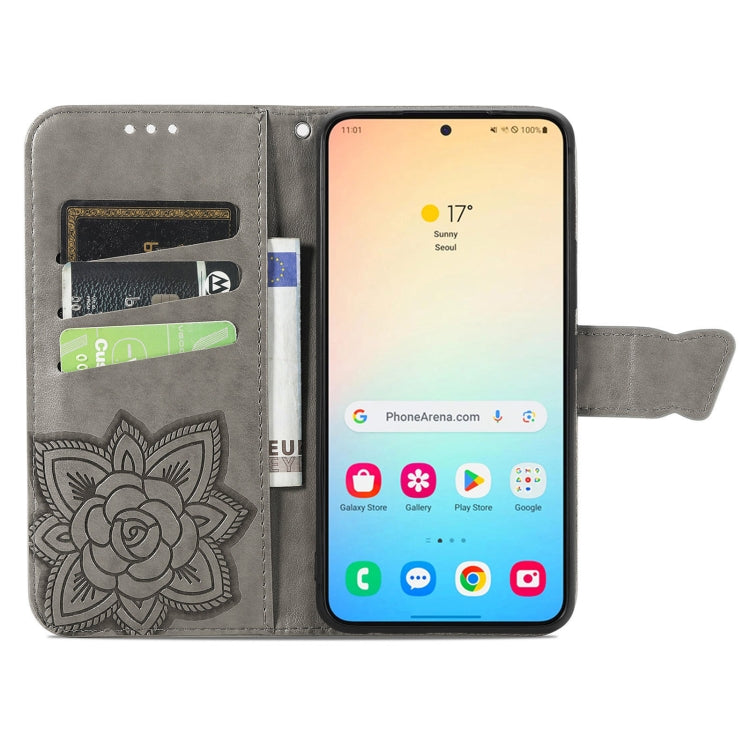 For Samsung Galaxy S24+ 5G Butterfly Love Flower Embossed Leather Phone Case(Gray) - Galaxy S24+ 5G Cases by PMC Jewellery | Online Shopping South Africa | PMC Jewellery