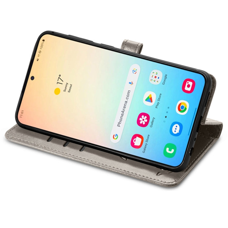 For Samsung Galaxy S25+ 5G Cat and Dog Embossed Leather Phone Case(Gray) - Galaxy S25+ 5G Cases by PMC Jewellery | Online Shopping South Africa | PMC Jewellery | Buy Now Pay Later Mobicred