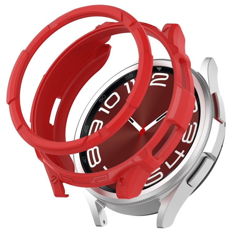 For Samsung Galaxy Watch 6 Classic 47mm Rotating Ring  + TPU Armor Watch Protective Case(Red) - Watch Cases by PMC TechLife | Online Shopping South Africa | PMC TechLife