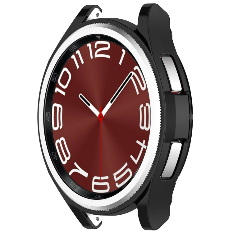 For Samsung Galaxy Watch6 Classic 47mm Electroplated TPU Half Pack Hollow Watch Protective Case(Black) - Watch Cases by PMC TechLife | Online Shopping South Africa | PMC TechLife