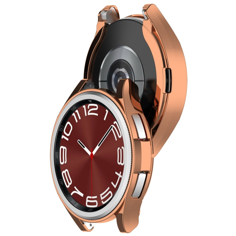 For Samsung Galaxy Watch6 Classic 43mm Electroplated TPU Half Pack Hollow Watch Protective Case(Rose Gold) - Watch Cases by PMC Jewellery | Online Shopping South Africa | PMC Jewellery