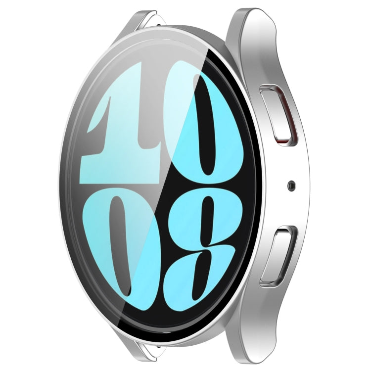 For Samsung Galaxy Watch6 40mm PC + Tempered Film Integrated Watch Protective Case(Silver) - Watch Cases by PMC TechLife | Online Shopping South Africa | PMC TechLife