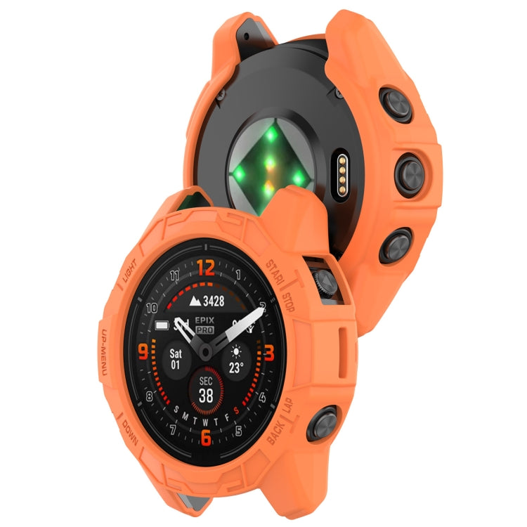 For Garmin Epix Pro 42mm / Fenix 7S / 7S Pro Armored TPU Half Wrapped Watch Protective Case(Orange) - Watch Cases by PMC Jewellery | Online Shopping South Africa | PMC Jewellery