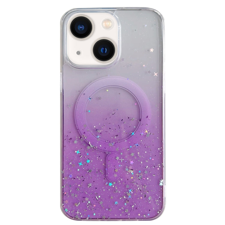 For iPhone 13 MagSafe Glitter Hybrid Clear TPU Phone Case(Purple) - iPhone 13 Cases by PMC Jewellery | Online Shopping South Africa | PMC Jewellery