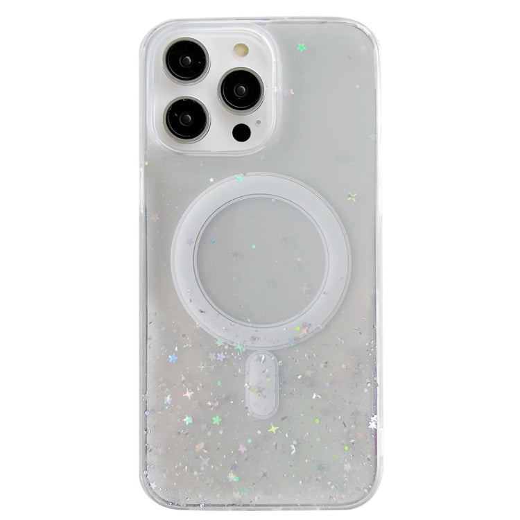 For iPhone 14 Pro Glitter MagSafe Hybrid Clear TPU Phone Case(White) - iPhone 14 Pro Cases by PMC TechLife | Online Shopping South Africa | PMC TechLife | Buy Now Pay Later Mobicred
