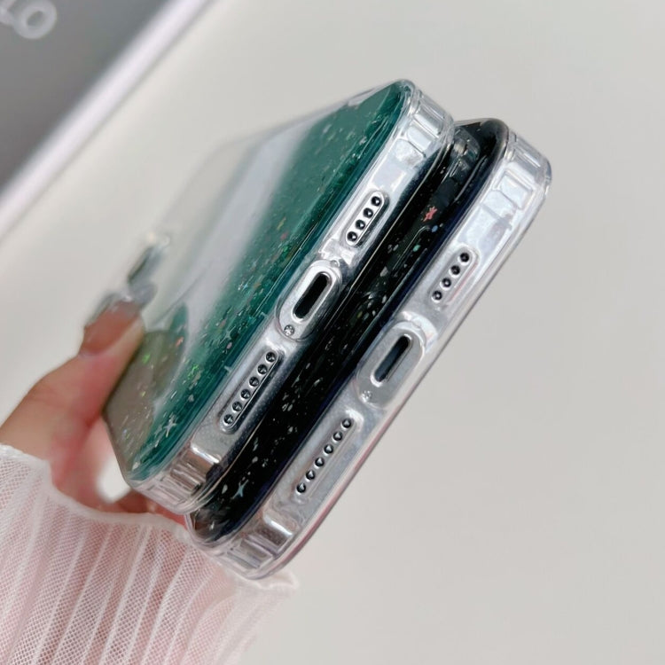 For iPhone 12 MagSafe Glitter Hybrid Clear TPU Phone Case(Green) - iPhone 12 / 12 Pro Cases by PMC Jewellery | Online Shopping South Africa | PMC Jewellery