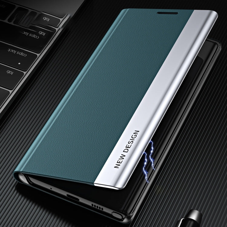 For Samsung Galaxy S24+ 5G Side Electroplated Adsorption Leather Phone Case(Graphite Black) - Galaxy S24+ 5G Cases by PMC TechLife | Online Shopping South Africa | PMC TechLife
