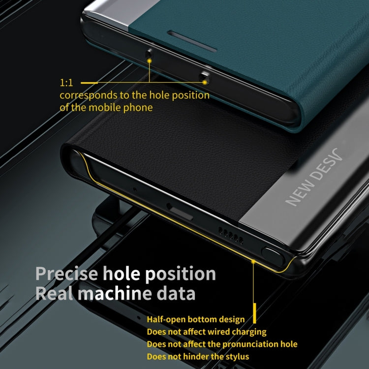 For Samsung Galaxy S24 Ultra 5G Side Electroplated Adsorption Leather Phone Case(Indigo) - Galaxy S24 Ultra 5G Cases by PMC TechLife | Online Shopping South Africa | PMC TechLife