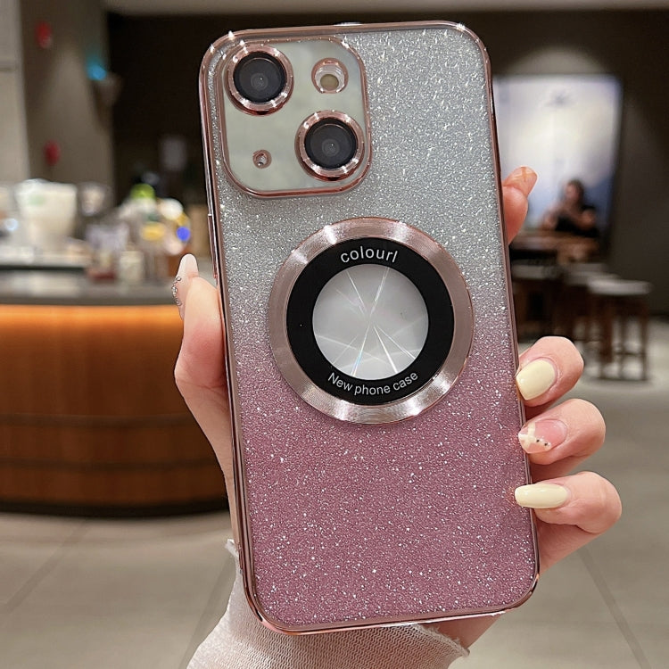 For iPhone 15 Plus MagSafe Gradient Glitter Electroplating TPU Phone Case(Rose) - iPhone 15 Plus Cases by PMC TechLife | Online Shopping South Africa | PMC TechLife