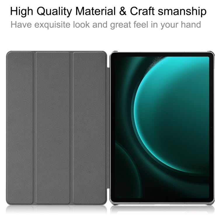 For Samsung Galaxy Tab S9 FE+ 12.4 JUNSUNMAY Custer Solid Color 3-Fold Stand Leather Smart Tablet Case(Dark Blue) - Galaxy Tab S9 FE+ by JUNSUNMAY | Online Shopping South Africa | PMC Jewellery | Buy Now Pay Later Mobicred