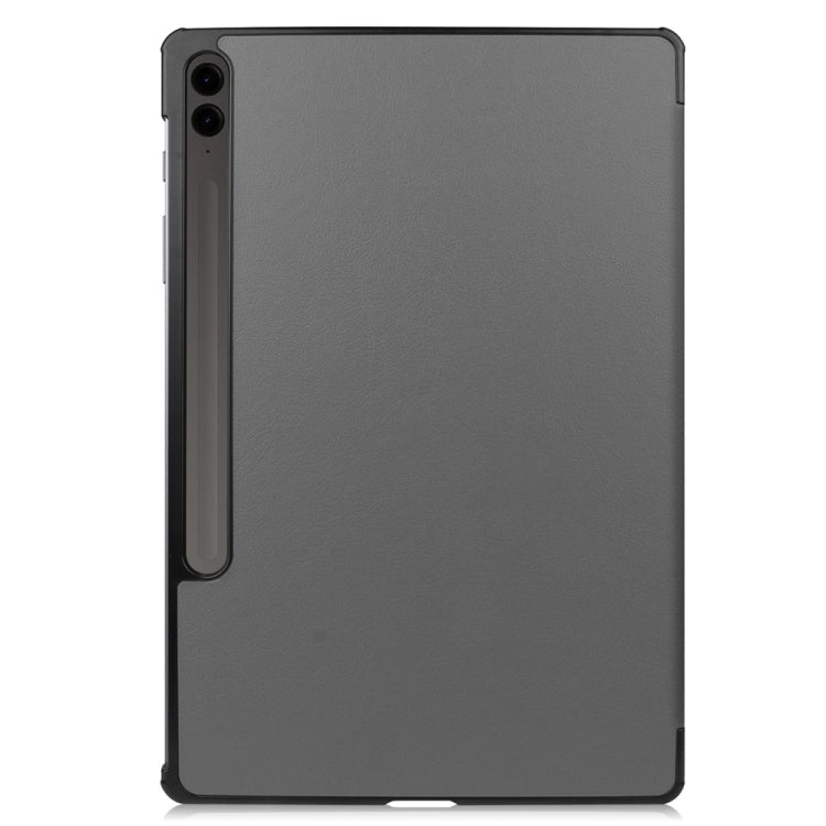 For Samsung Galaxy Tab S9 FE+ 12.4 JUNSUNMAY Custer Solid Color 3-Fold Stand Leather Smart Tablet Case(Grey) - Galaxy Tab S9 FE+ by JUNSUNMAY | Online Shopping South Africa | PMC Jewellery | Buy Now Pay Later Mobicred