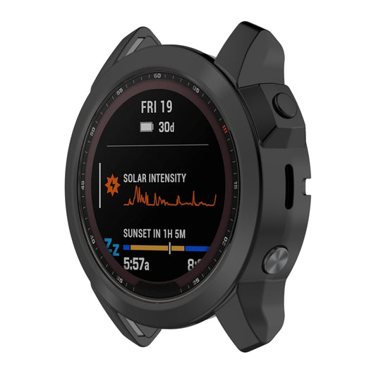 For Garmin Fenix 7X Pro Half Package Electroplated TPU Watch Protective Case(Black) - Watch Cases by PMC Jewellery | Online Shopping South Africa | PMC Jewellery