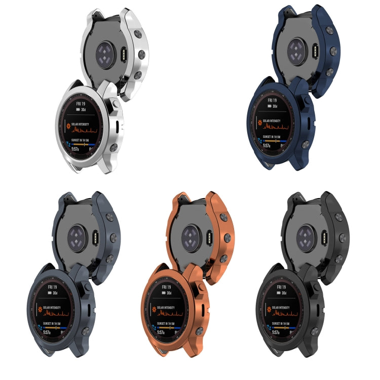 For Garmin Epix Pro 42mm Half Package Electroplated TPU Watch Protective Case(Blue) - Watch Cases by PMC TechLife | Online Shopping South Africa | PMC TechLife