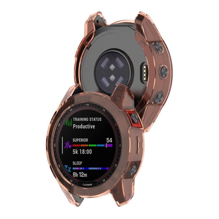 For Garmin Epix Pro 47mm Half-Package TPU Watch Protective Case(Transparent Orange) - Watch Cases by PMC TechLife | Online Shopping South Africa | PMC TechLife | Buy Now Pay Later Mobicred