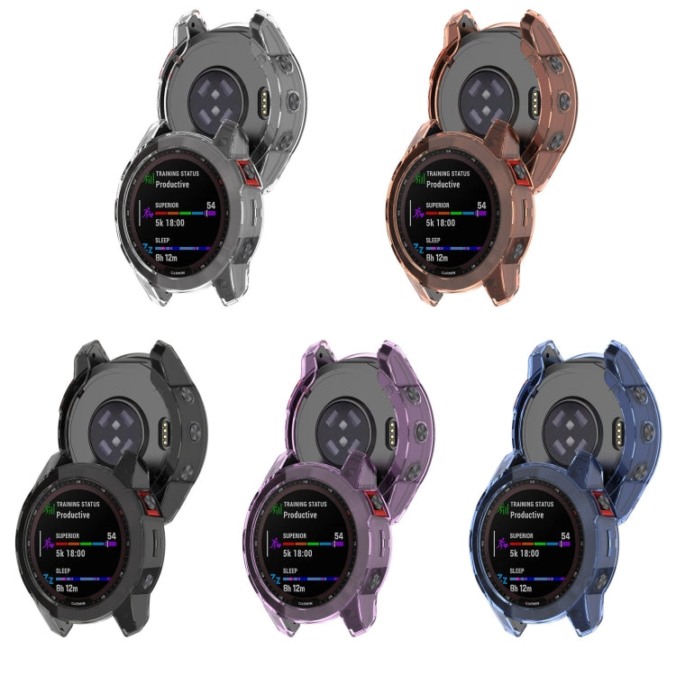 For Garmin Fenix 7S Pro Half-Package TPU Watch Protective Case(Transparent Black) - Watch Cases by PMC TechLife | Online Shopping South Africa | PMC TechLife | Buy Now Pay Later Mobicred