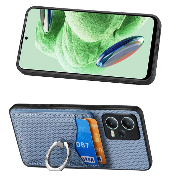 For Xiaomi 13 Lite Carbon Fiber Card Wallet Ring Holder Phone Case(Blue) - 13 Lite Cases by PMC TechLife | Online Shopping South Africa | PMC TechLife | Buy Now Pay Later Mobicred