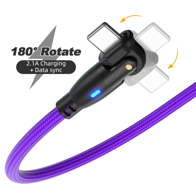 ENKAY 180 Degrees Rotating USB to 8 Pin Charging Data Cable with LED Light, Length:2m(Purple) - free shipping - PMC Jewellery - Order now!
